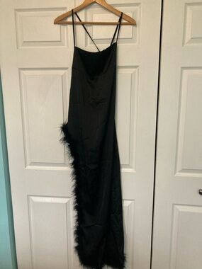 Black Feather-Trim Slip Dress - Women